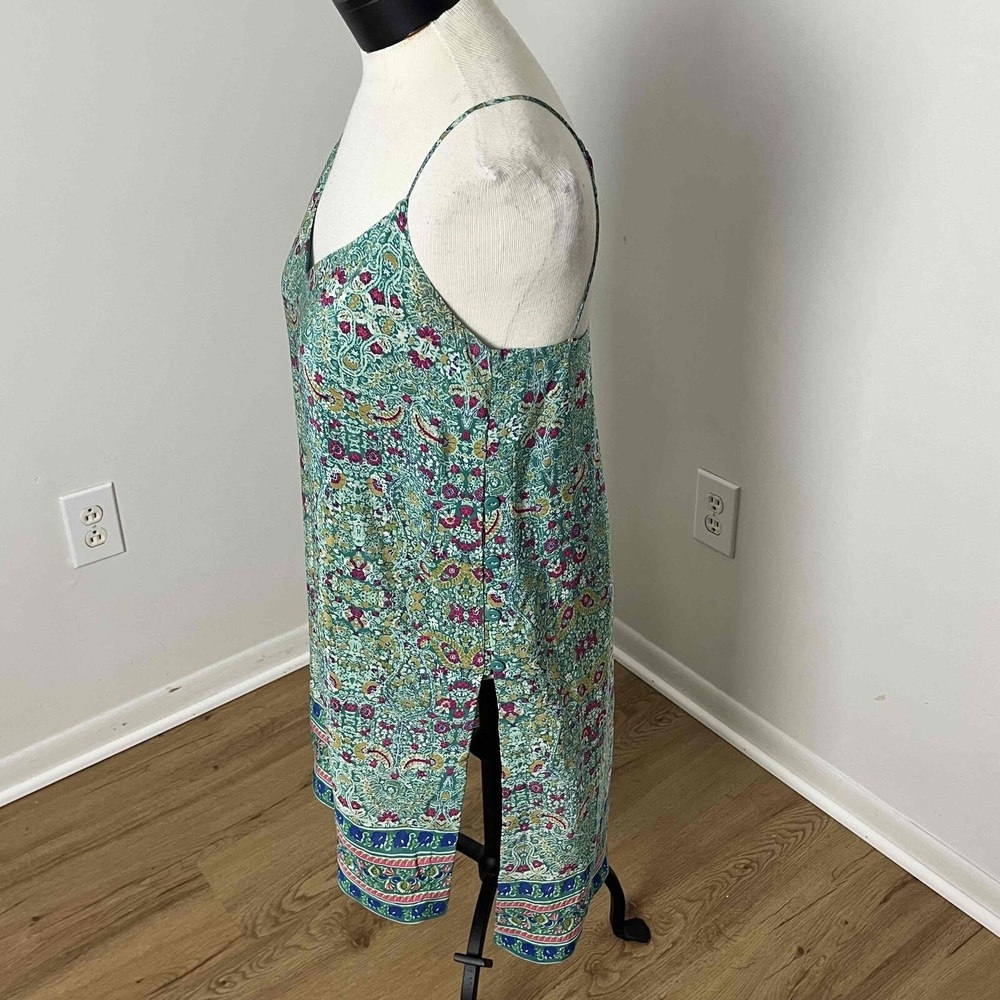 Anthropologie Maeve Meret Green Floral Paisley Boho Silk Tunic Blouse Size US 6 - Picture 2 of 16